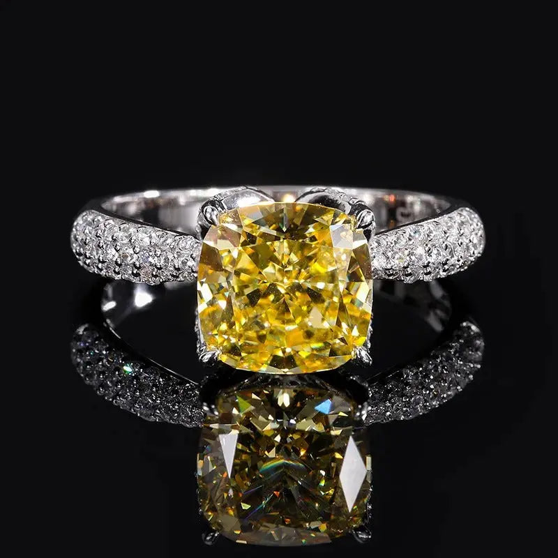 Vintage Pink Moissanite Diamond Ring 100% Real 925 Sterling Silver Party Wedding Band Rings for Women Bridal Engagement Jewelry Dropshee
