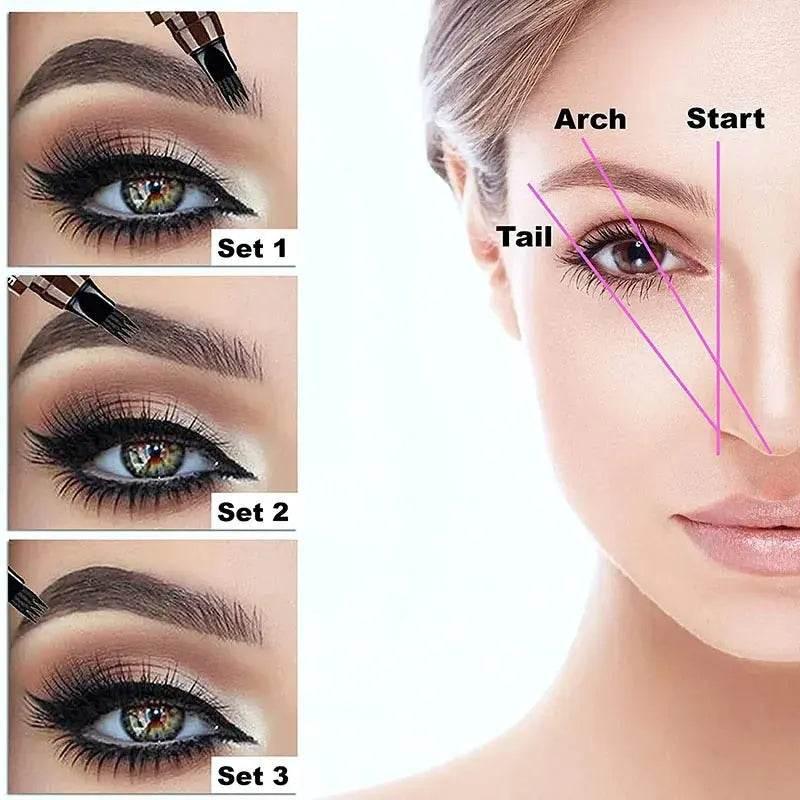 Brown Waterproof Brow Microblading Pen Eyebrow Eyeliner Brush by DK-Cosmetics Store