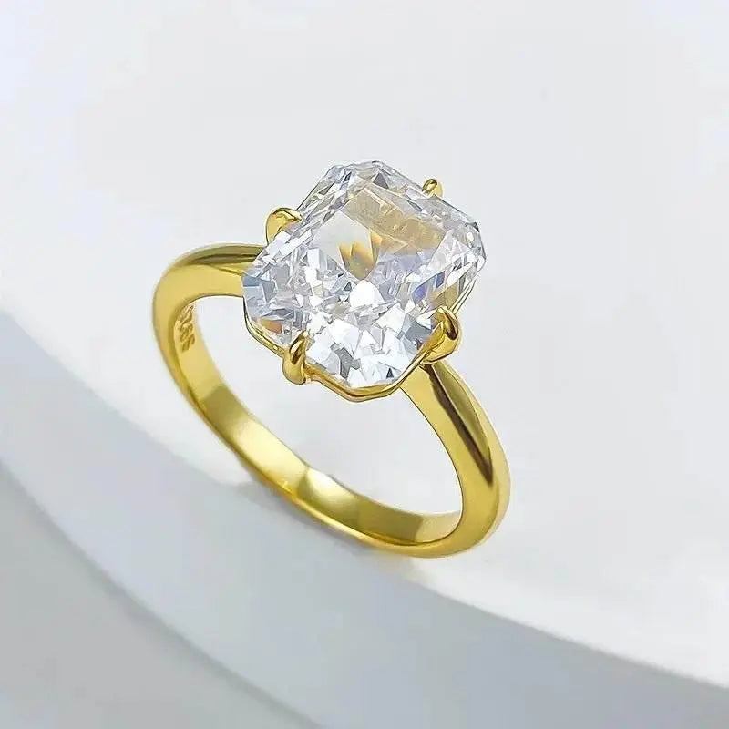 Radiant Cut Lab Moissanite Diamond Ring 100% Real 925 Rings by Dropshee