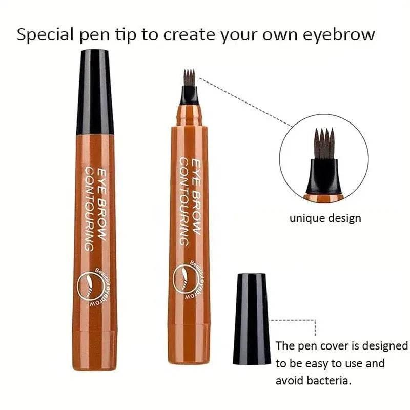 Brown Waterproof Brow Microblading Pen Eyebrow Eyeliner Brush by DK-Cosmetics Store