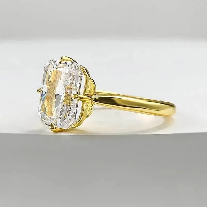 Radiant Cut Lab Moissanite Diamond Ring 100% Real 925 Rings by Dropshee
