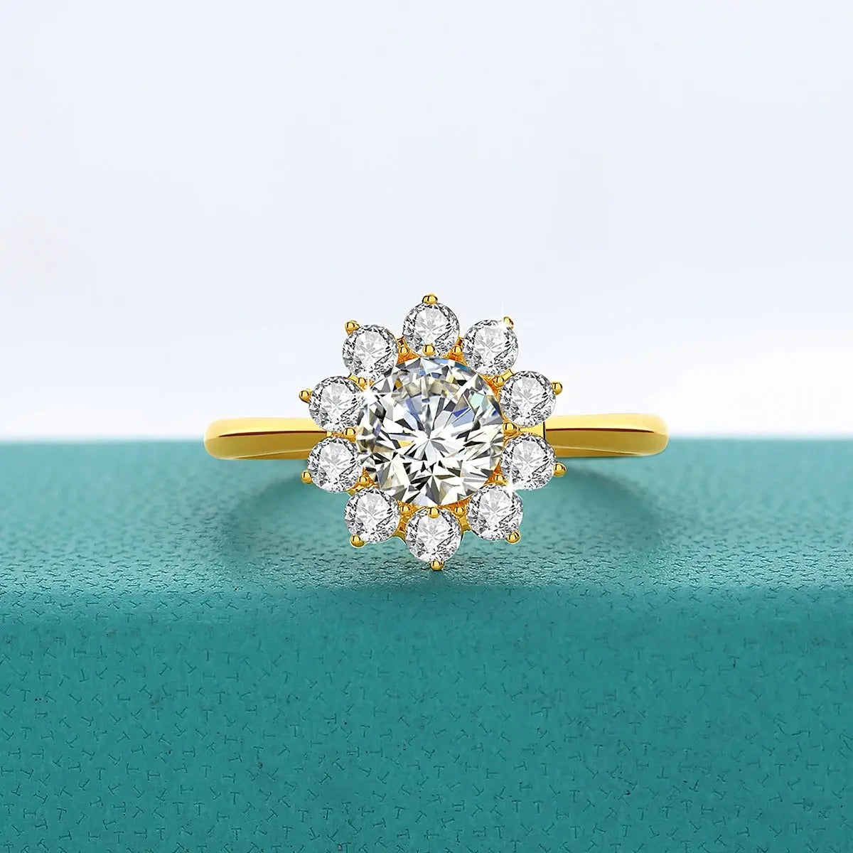 14K Gold Moissanite Flower Ring Rings by Dropshee