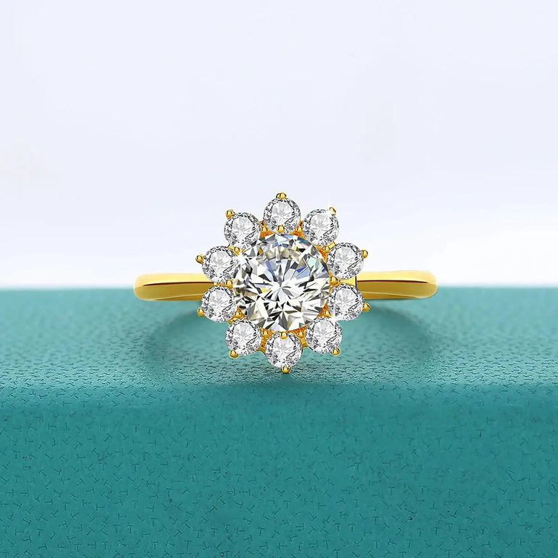 14K Gold Moissanite Flower Ring Rings by Dropshee