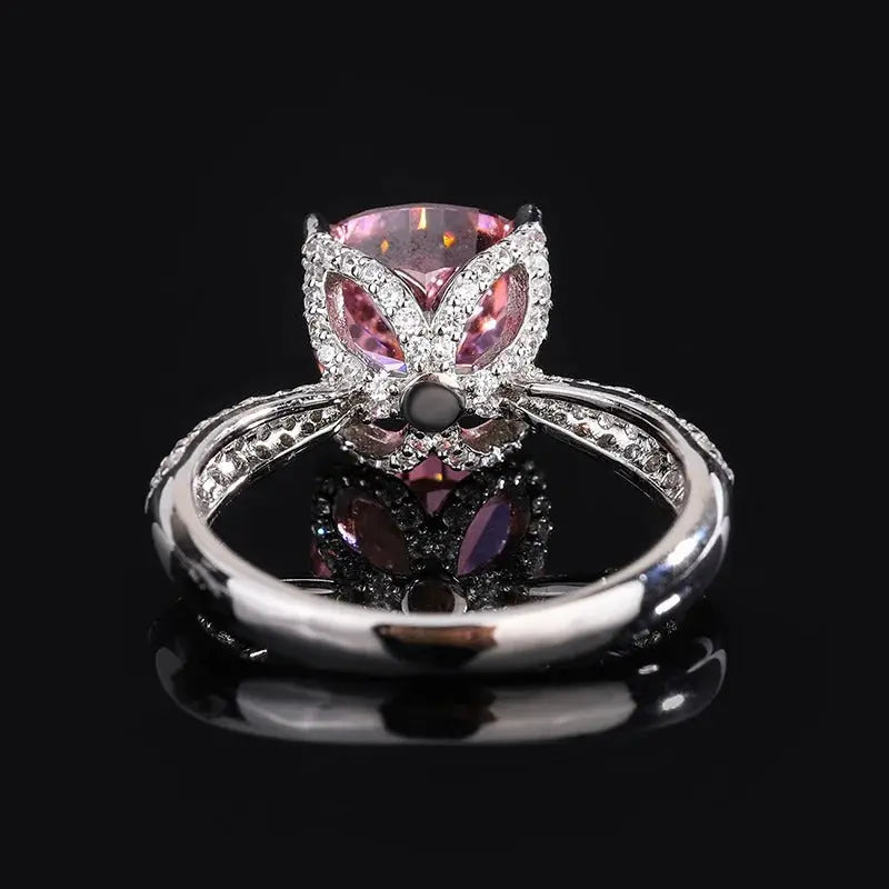 Vintage Pink Moissanite Diamond Ring 100% Real 925 Sterling Silver Party Wedding Band Rings for Women Bridal Engagement Jewelry Dropshee