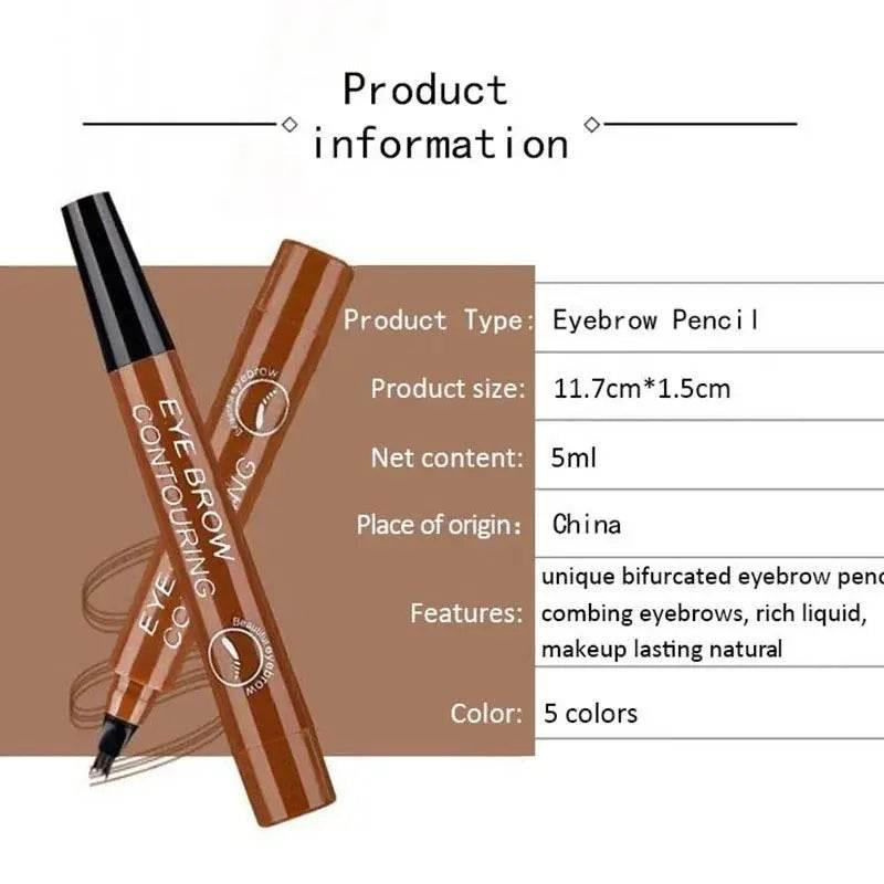 Brown Waterproof Brow Microblading Pen Eyebrow Eyeliner Brush by DK-Cosmetics Store