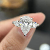 1/2/3/4ct Pear Cut All Moissanite Engagement Rings for Women S925 Sterling Silver 3-Stone Promise Wedding Band Luxury Jewelry - GiFTiFY
