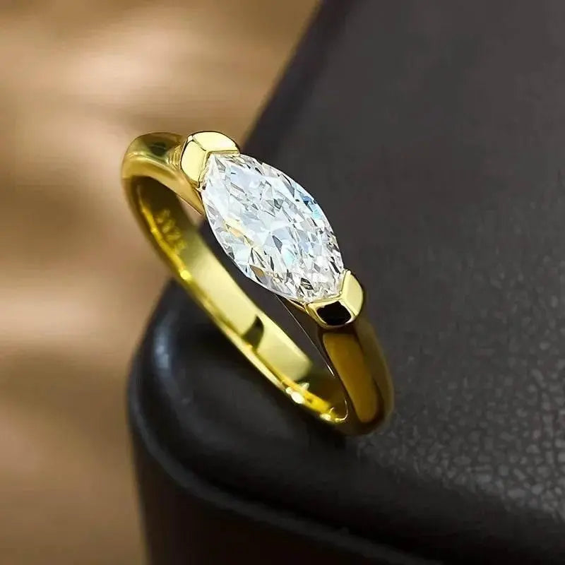 Radiant Cut Lab Moissanite Diamond Ring 100% Real 925 Rings by Dropshee