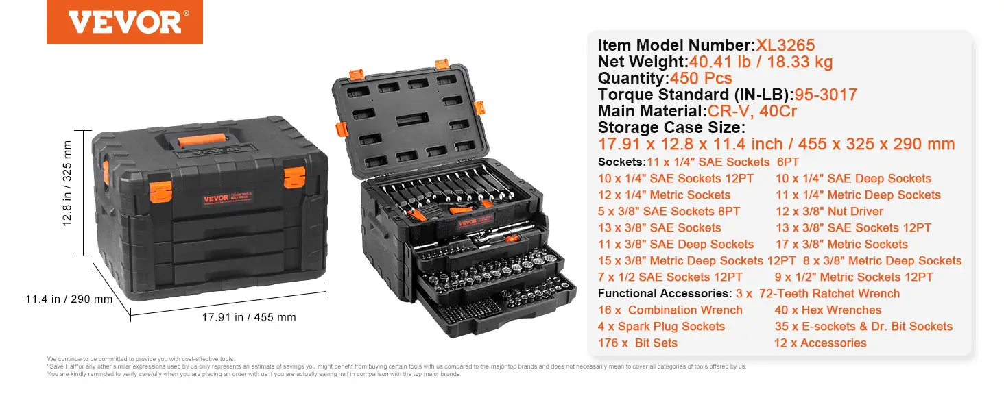 Black Vevor Mechanics Tool Chest Open Drawers