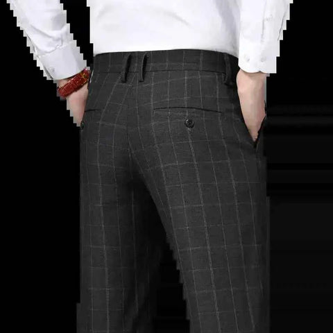 Men's Casual Business Plaid Trousers
