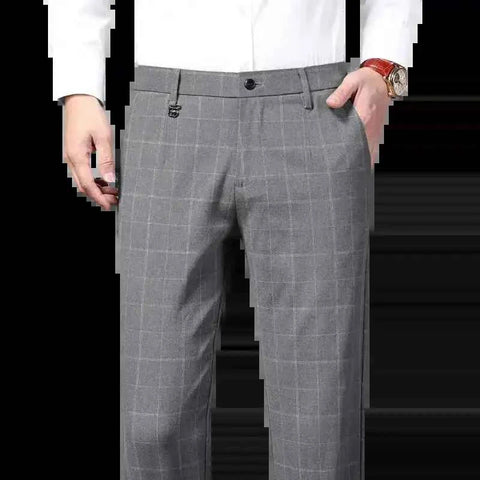 Men's Casual Business Plaid Trousers
