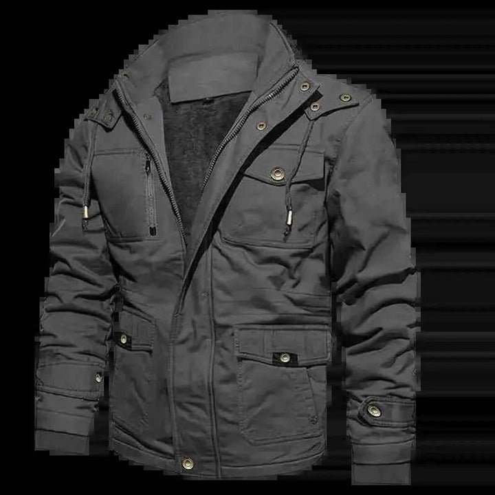 Men's Cotton Coat Jacket Hooded Multi-pocket Vintage Fleece-lined - GiFTiFY