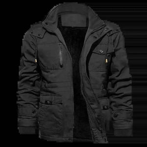 Men's Cotton Coat Jacket Hooded Multi-pocket Vintage Fleece-lined - GiFTiFY