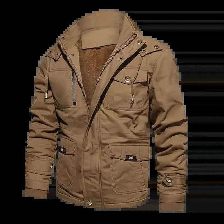 Men's Cotton Coat Jacket Hooded Multi-pocket Vintage Fleece-lined - GiFTiFY