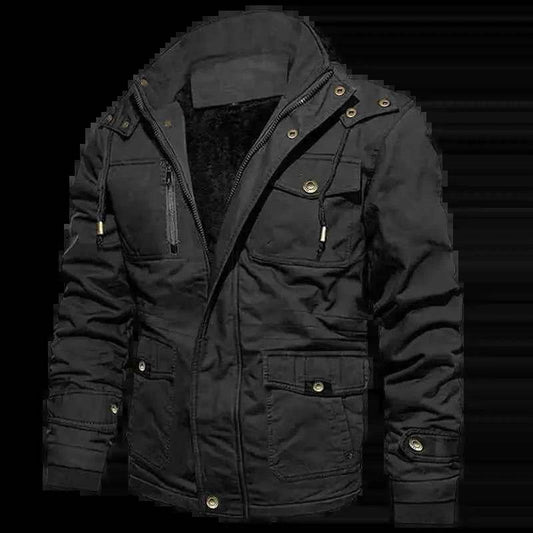 Men's Cotton Coat Jacket Hooded Multi-pocket Vintage Fleece-lined - GiFTiFY