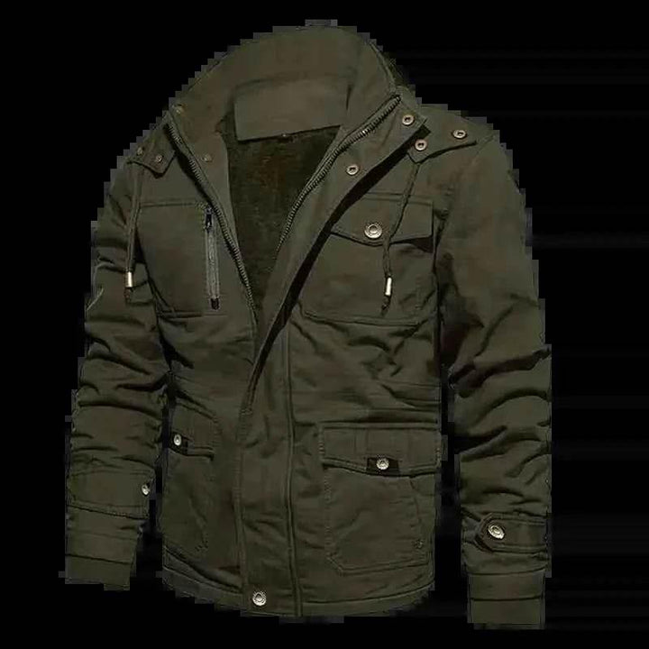 Men's Cotton Coat Jacket Hooded Multi-pocket Vintage Fleece-lined - GiFTiFY