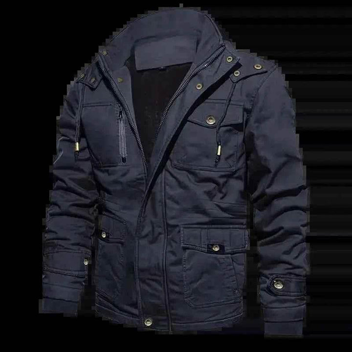 Men's Cotton Coat Jacket Hooded Multi-pocket Vintage Fleece-lined - GiFTiFY