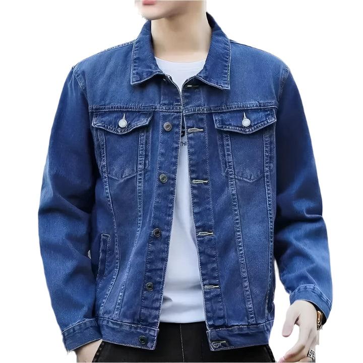 Mens Denim Jacket Blue Fall Casual Work - GiFTiFY