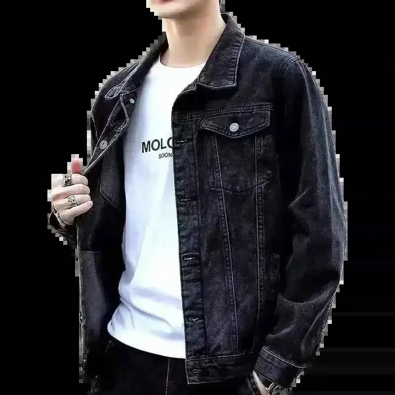 Mens Denim Jacket Blue Fall Casual Work