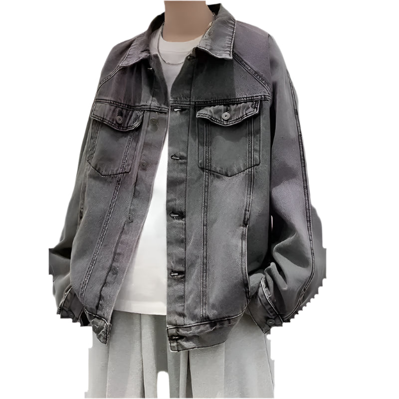 Mens Denim Jacket Blue Fall Casual Work - GiFTiFY