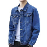 Mens Denim Jacket Blue Fall Casual Work - GiFTiFY