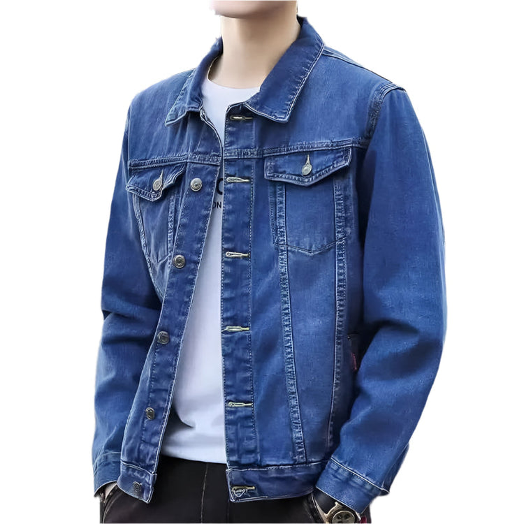 Mens Denim Jacket Blue Fall Casual Work - GiFTiFY