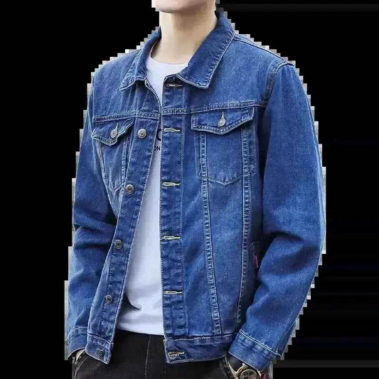 Mens Denim Jacket Blue Fall Casual Work - GiFTiFY