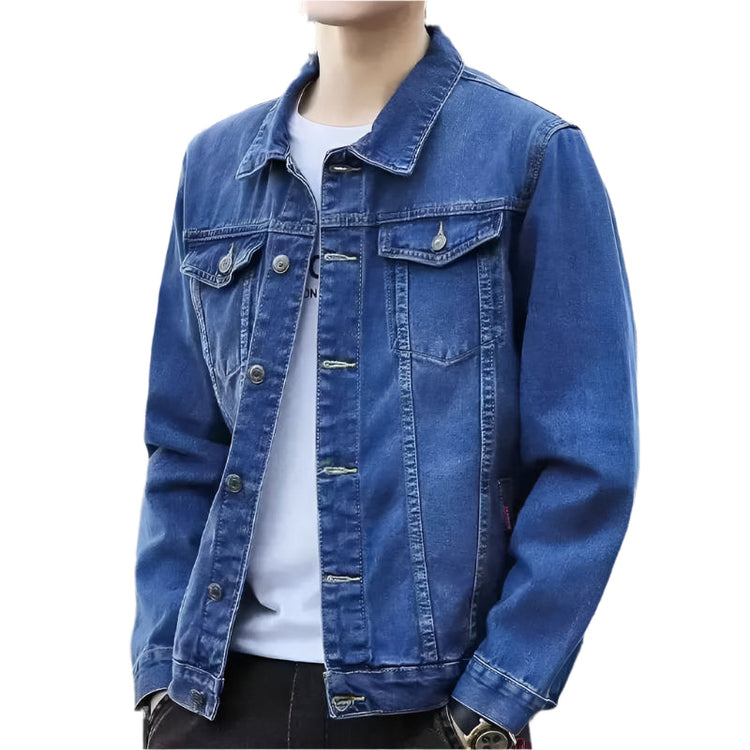Mens Denim Jacket Blue Fall Casual Work - GiFTiFY
