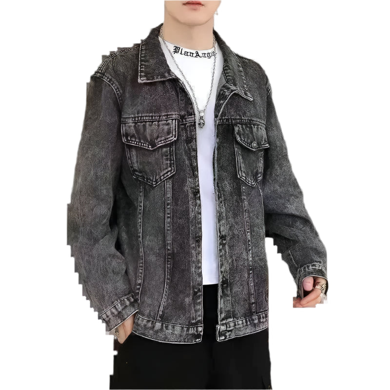 Mens Denim Jacket Blue Fall Casual Work - GiFTiFY