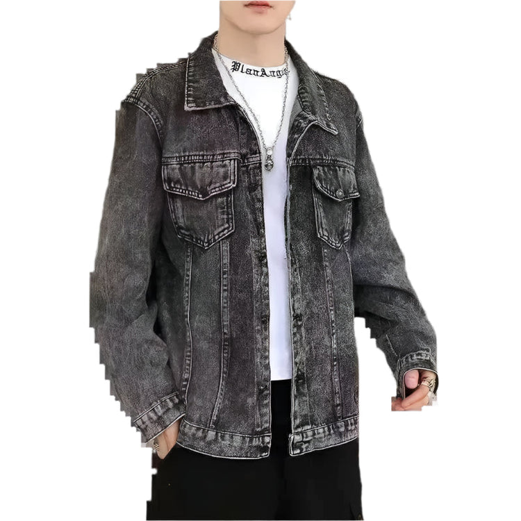 Mens Denim Jacket Blue Fall Casual Work - GiFTiFY