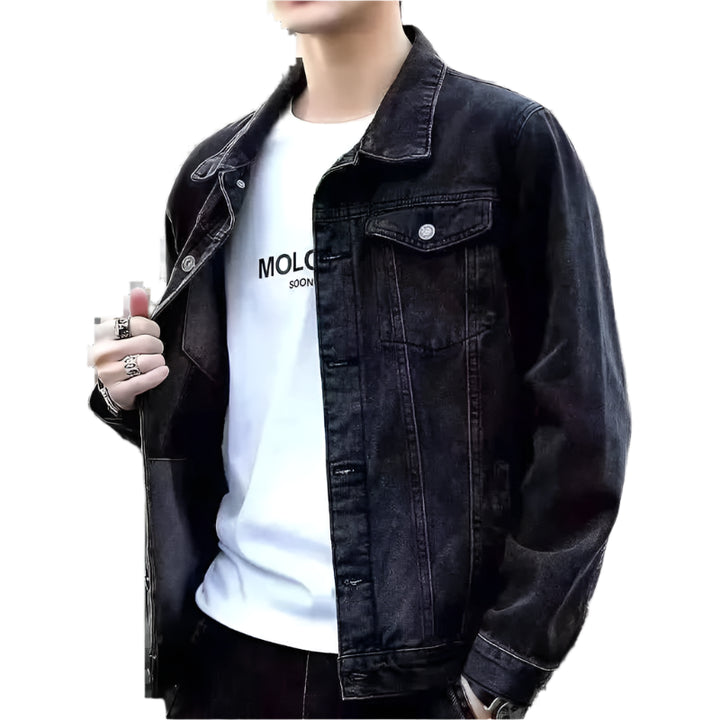Mens Denim Jacket Blue Fall Casual Work - GiFTiFY