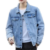 Mens Denim Jacket Blue Fall Casual Work - GiFTiFY