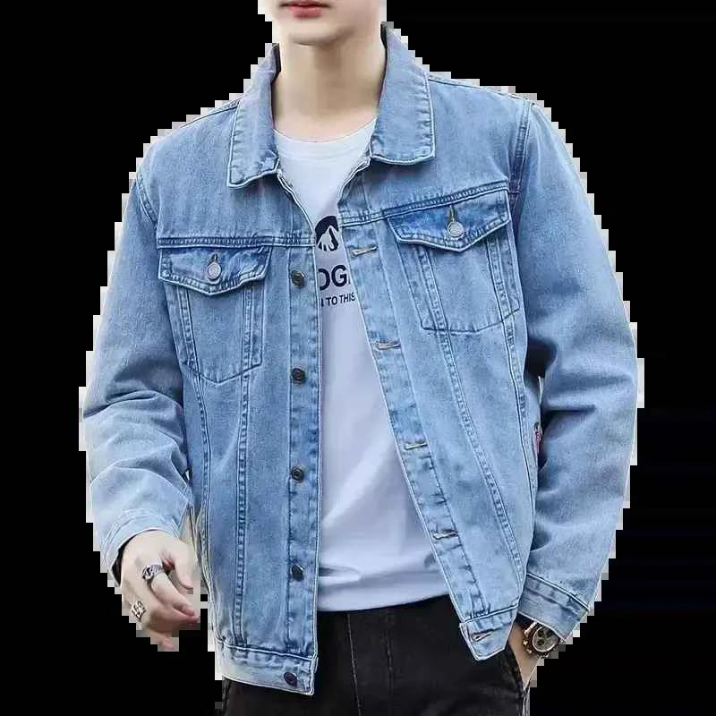 Mens Denim Jacket Blue Fall Casual Work