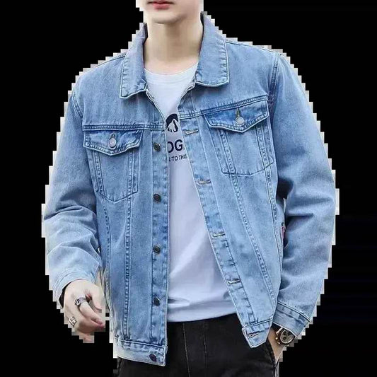 Mens Denim Jacket Blue Fall Casual Work - GiFTiFY