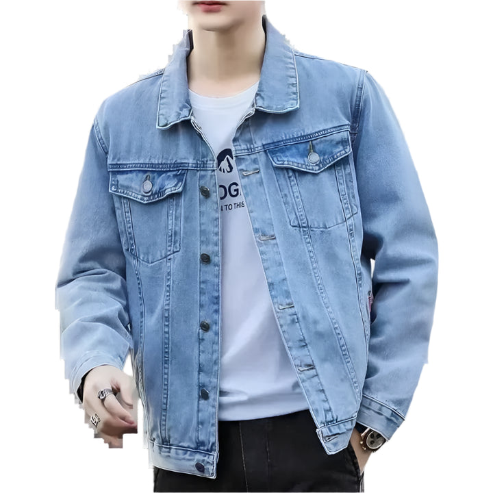 Mens Denim Jacket Blue Fall Casual Work - GiFTiFY