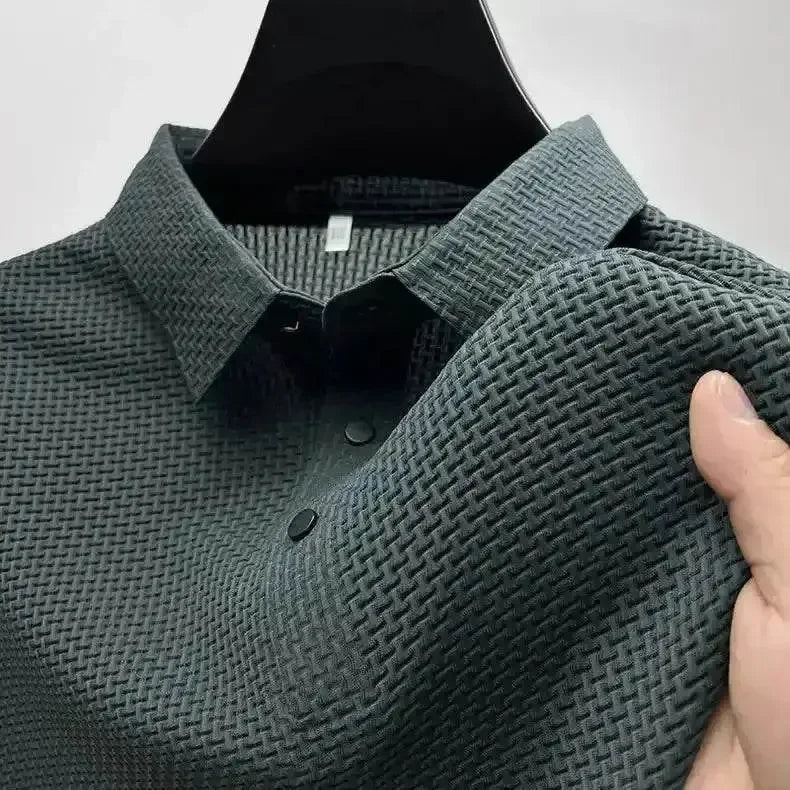 Mens Lop-Up Hollow Short-Sleeved Woven Shirts T-shirts by DSERS
