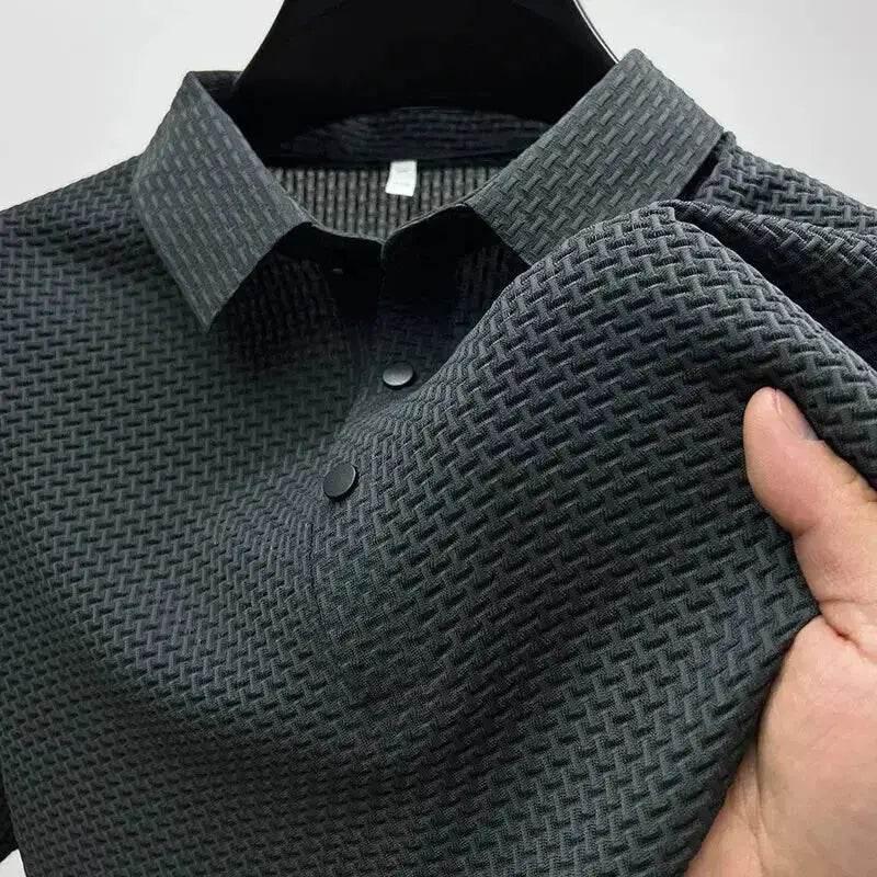 Mens Lop-Up Hollow Short-Sleeved Woven Shirts T-shirts by DSERS