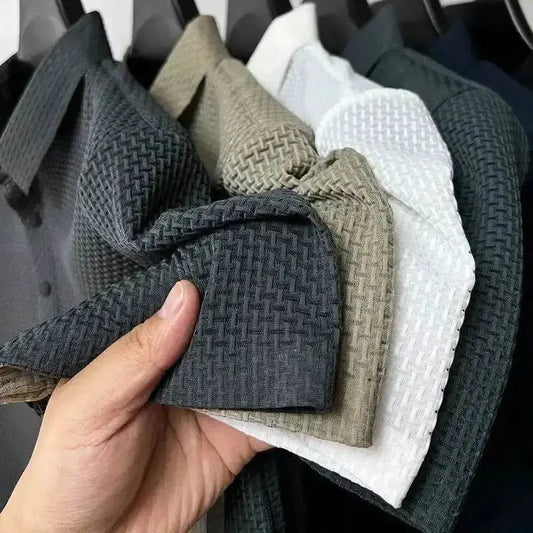 Mens Lop-Up Hollow Short-Sleeved Woven Shirts - GiFTiFY