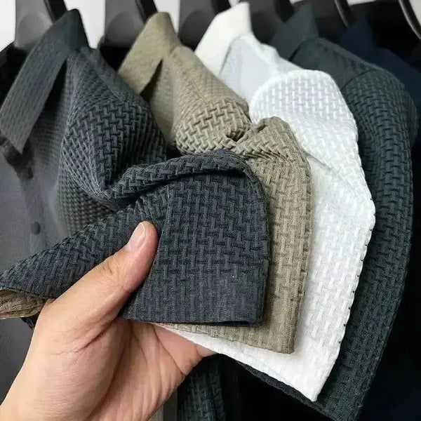 Mens Lop-Up Hollow Short-Sleeved Woven Shirts - GiFTiFY