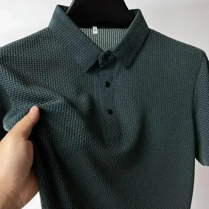 Mens Lop-Up Hollow Short-Sleeved Woven Shirts T-shirts by DSERS