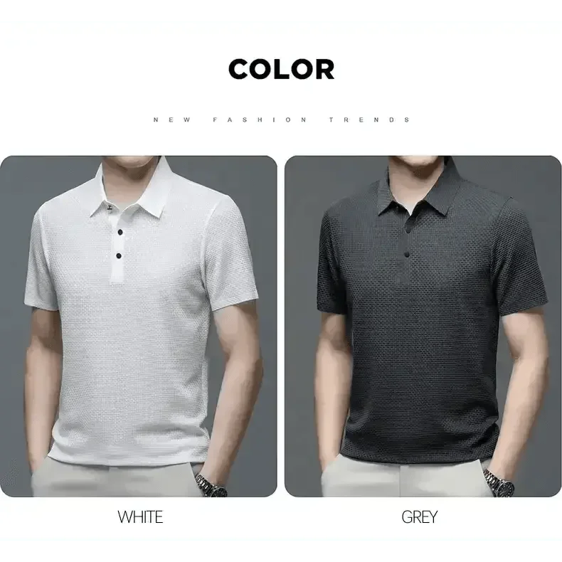 Mens Lop-Up Hollow Short-Sleeved Woven Shirts T-shirts by DSERS