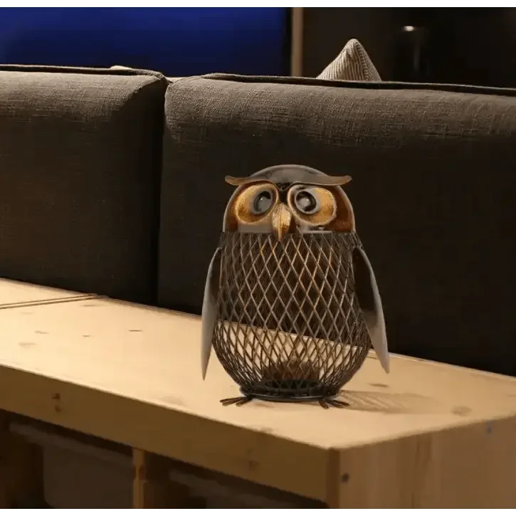 Metal Owl Shaped Piggy Bank Home Decoration - GiFTiFY