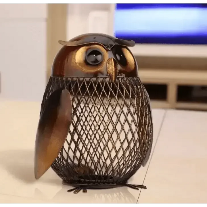 Metal Owl Shaped Piggy Bank Home Decoration - GiFTiFY