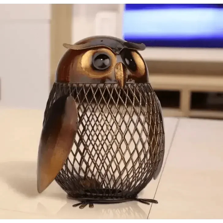 Metal Owl Shaped Piggy Bank Home Decoration - GiFTiFY