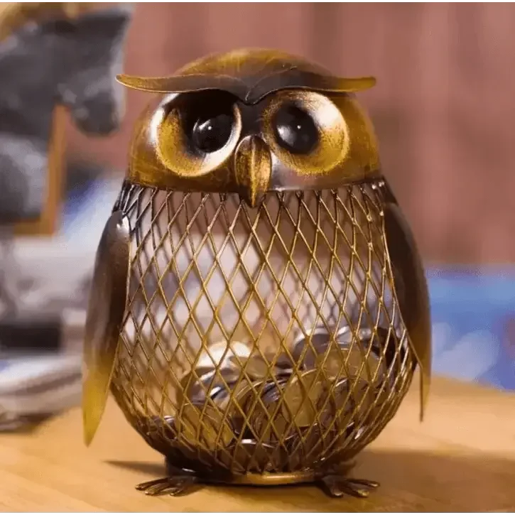 Metal Owl Shaped Piggy Bank Home Decoration Piggy Bank by CJ