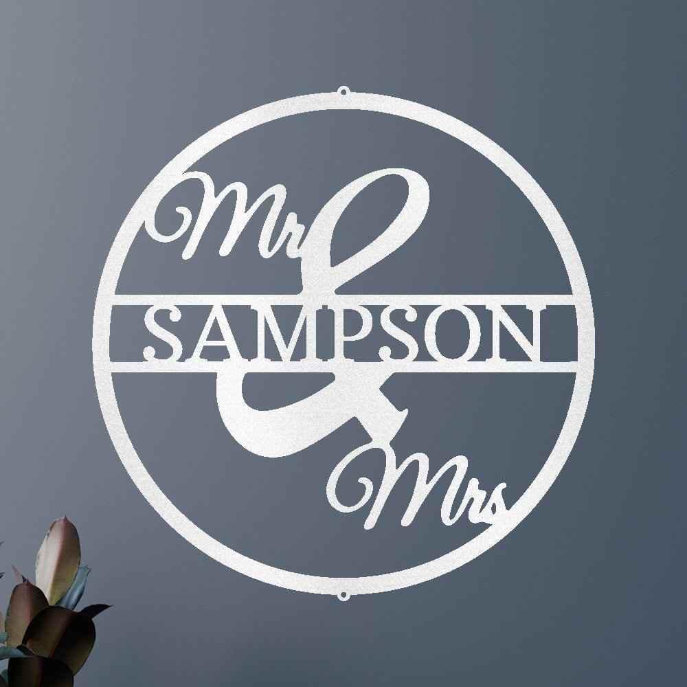 Mr and Mrs Circle Personalized Gifts - Custom Metal Sign - GiFTiFY
