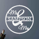Mr and Mrs Circle Personalized Gifts - Custom Metal Sign - GiFTiFY