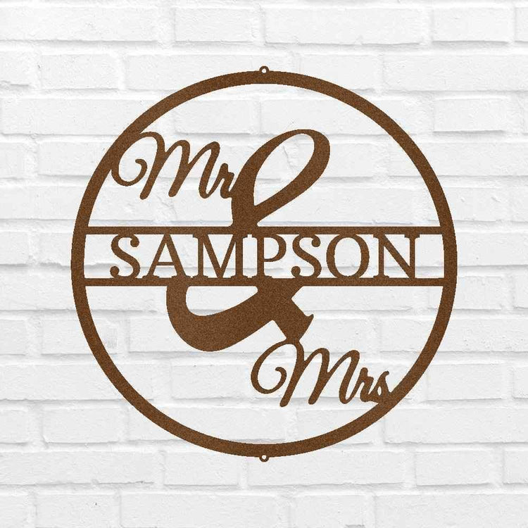Mr and Mrs Circle Personalized Gifts - Custom Metal Sign - GiFTiFY