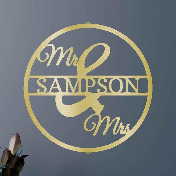Mr and Mrs Circle Personalized Gifts - Custom Metal Sign - GiFTiFY