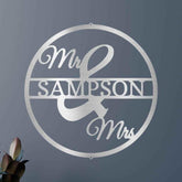 Mr and Mrs Circle Personalized Gifts - Custom Metal Sign - GiFTiFY