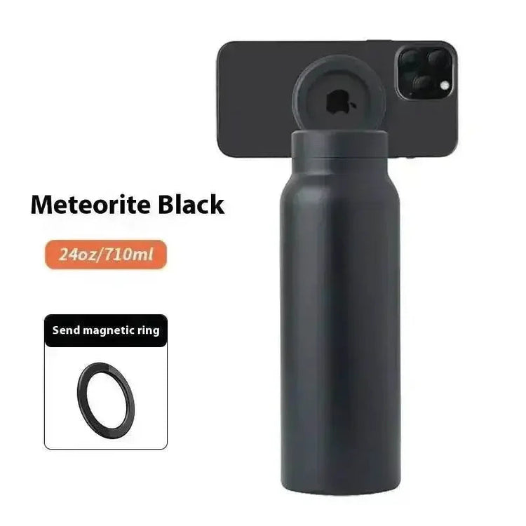 Metallic Sports Thermal Insulation Water Bottle Magnetic Phone Holder - GiFTiFY